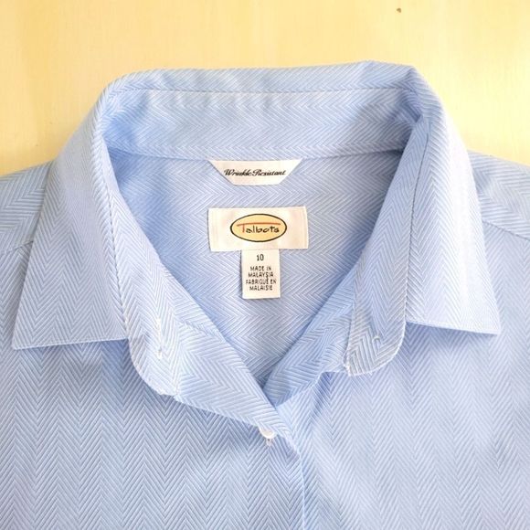 Talbots Blue Womans Button Up Shirt Size 10 - Picture 4 of 6